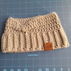 Beige Knit Headband Crochet Cottagecore Twee Tan Vintage Feel